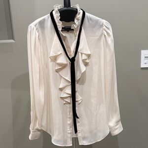 Ralph Lauren Cream Blouse with Black Ribbon